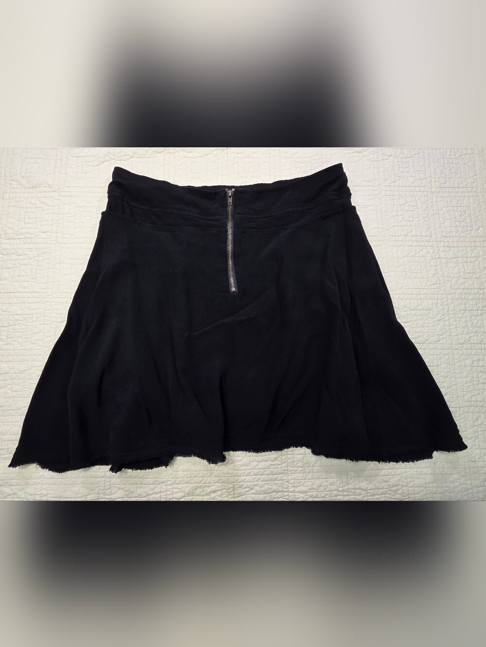 Free People New York Asymmetric Mini Skirt Fringe Hem Boho Fairycore Size 6 - Picture 3 of 9